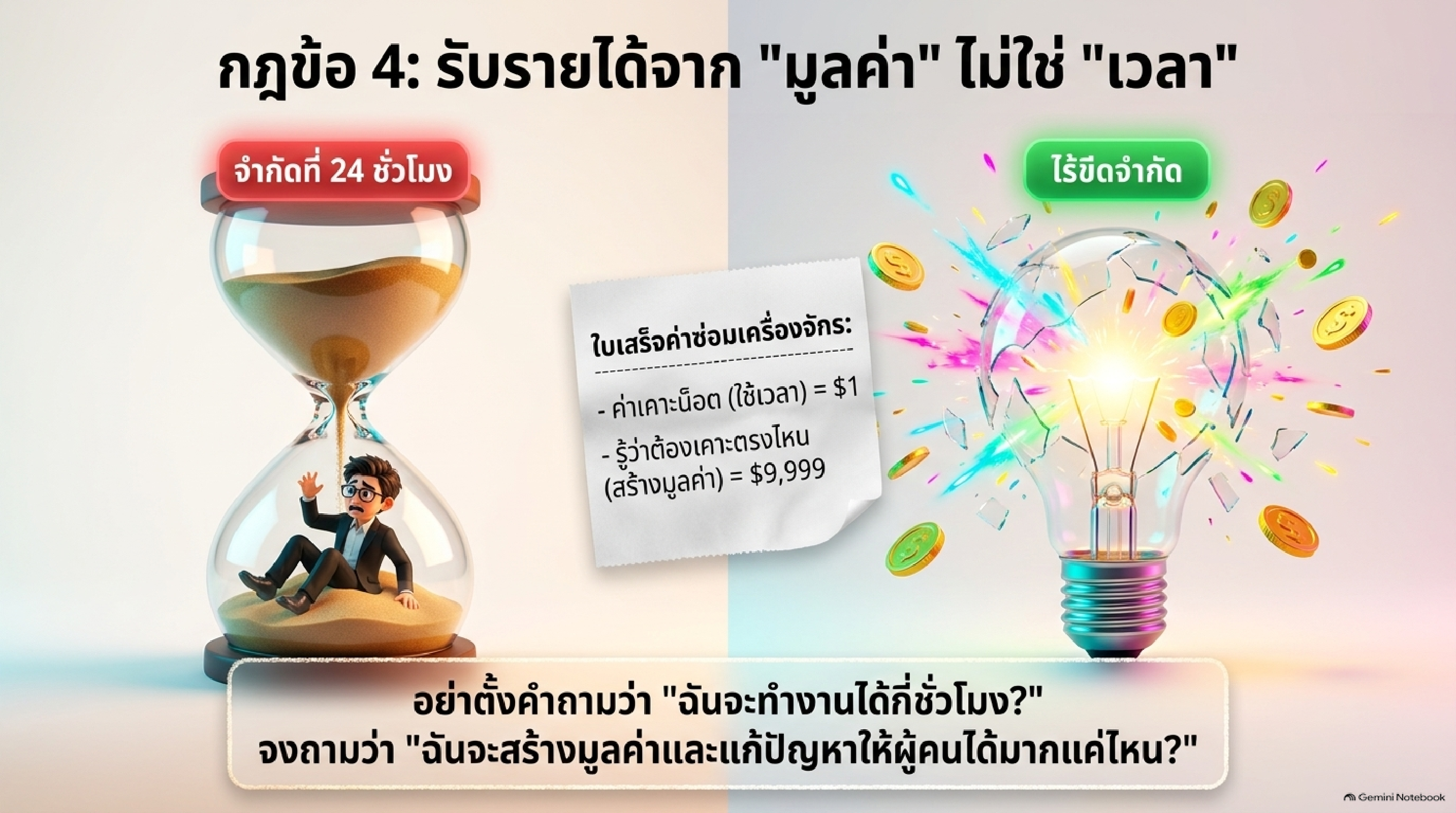 กฎการเงินข้อที่ 4: “เลิกขายเวลา แล้วหันมาขายคุณค่า